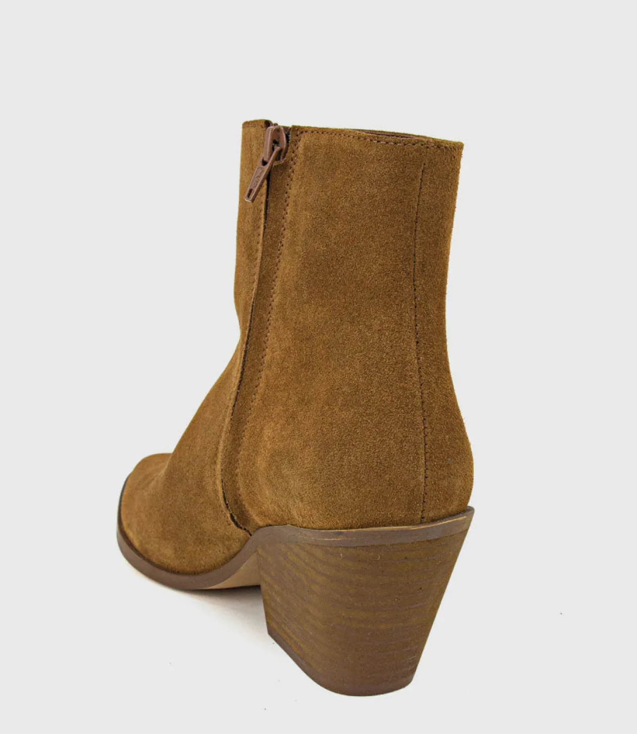 Xilla Western Style Ankle Boot In Tobacco Suede
