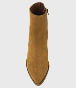 Xilla Western Style Ankle Boot In Tobacco Suede