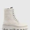 Yasmin Quilted Lace Up Boot In Bone