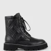 Yasmin Quilted Lace Up Boot In Black