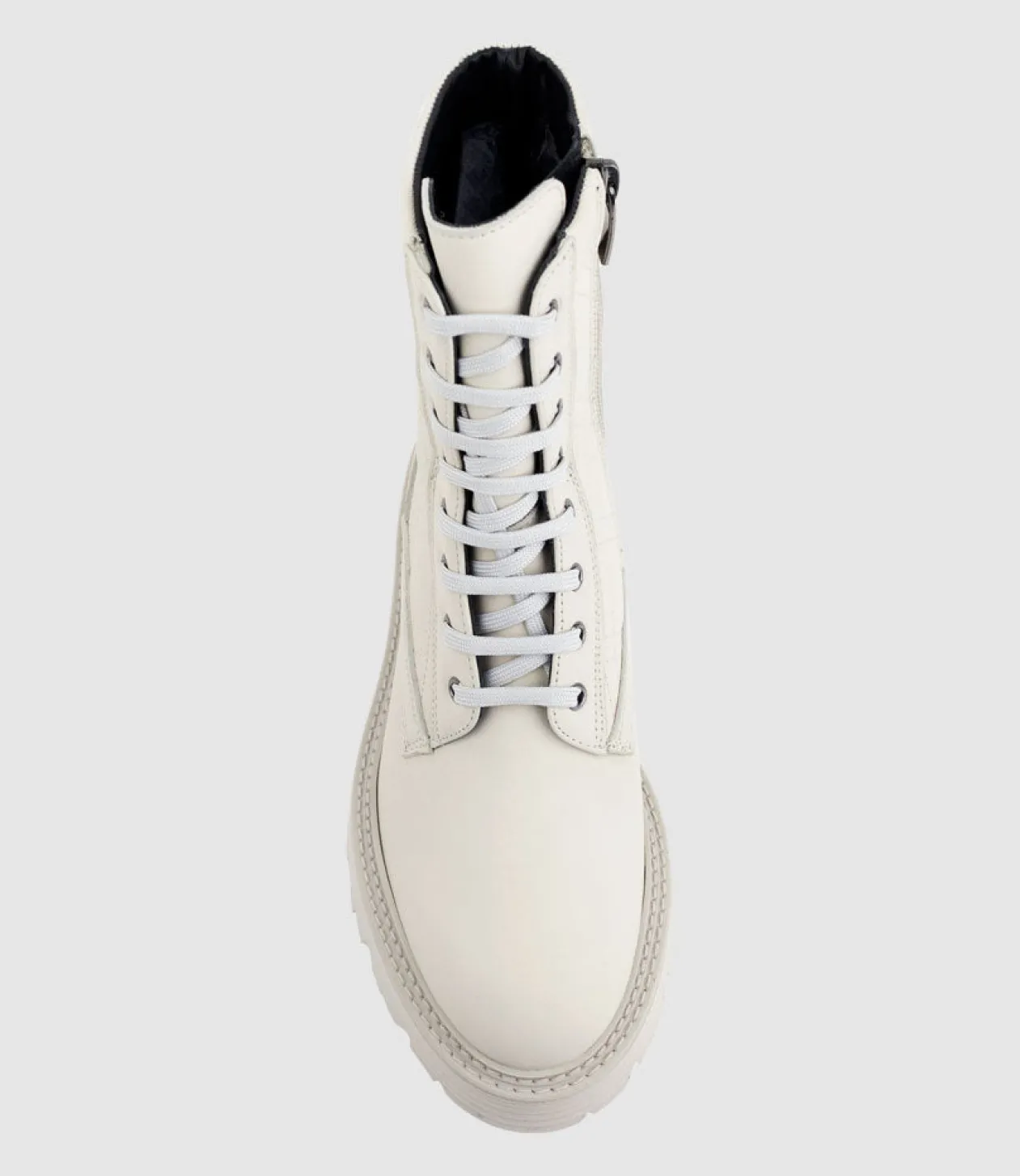 Yasmin Quilted Lace Up Boot In Bone