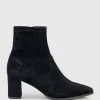 Zairo60 Block Heel Sock Boot In Black Suede