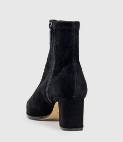 Zairo60 Block Heel Sock Boot In Black Suede