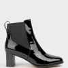 Zappa60 Block Heel Elastic Back Boot In Black Patent
