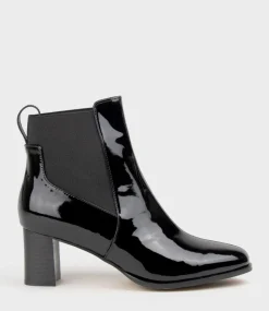 Zappa60 Block Heel Elastic Back Boot In Black Patent