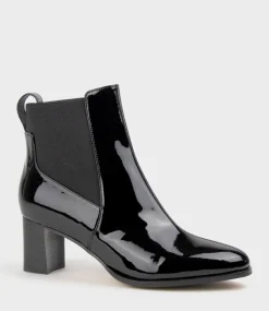 Zappa60 Block Heel Elastic Back Boot In Black Patent