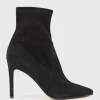 Zariah Fine Heel Sock Boot In Black Suede
