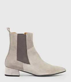 Zebe35 Pointed Ankle Boot With Gusset In Taupe Suede