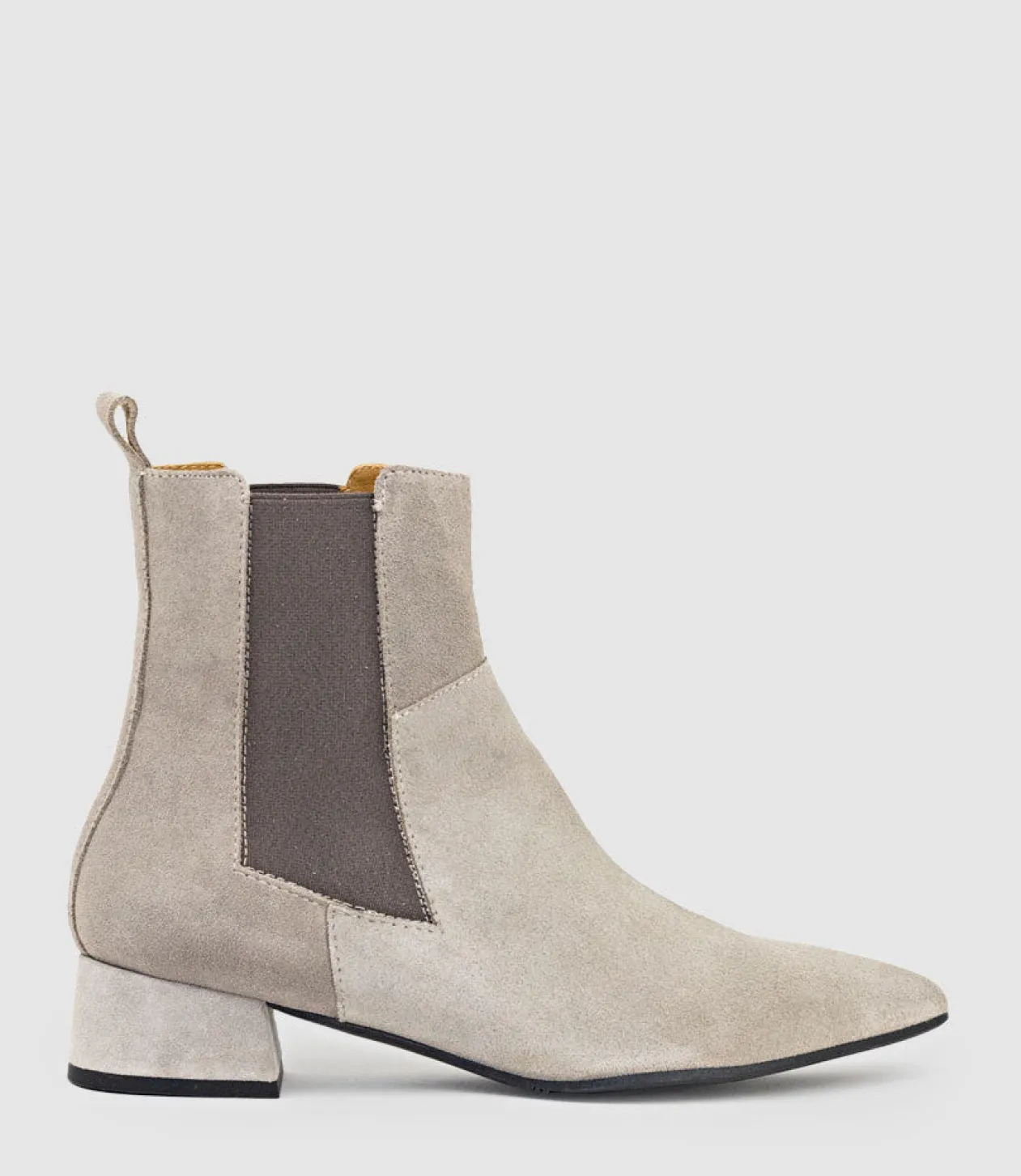 Zebe35 Pointed Ankle Boot With Gusset In Taupe Suede