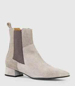 Zebe35 Pointed Ankle Boot With Gusset In Taupe Suede