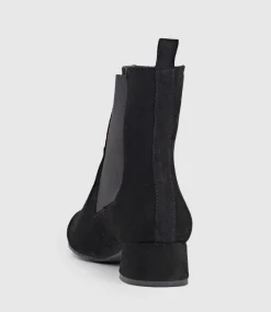 Zebe35 Pointed Ankle Boot With Gusset In Black Suede