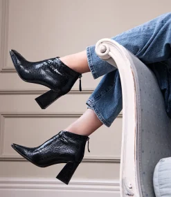 Zelda85 Cap Toe Ankle Boot In Black Reptile
