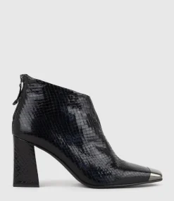 Zelda85 Cap Toe Ankle Boot In Black Reptile
