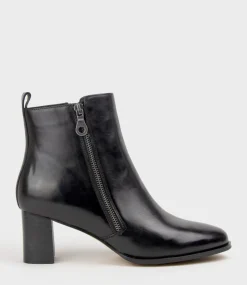 Zen60 Block Heel Two Zip Boot In Black