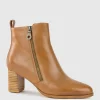 Zen60 Block Heel Two Zip Boot In Tan