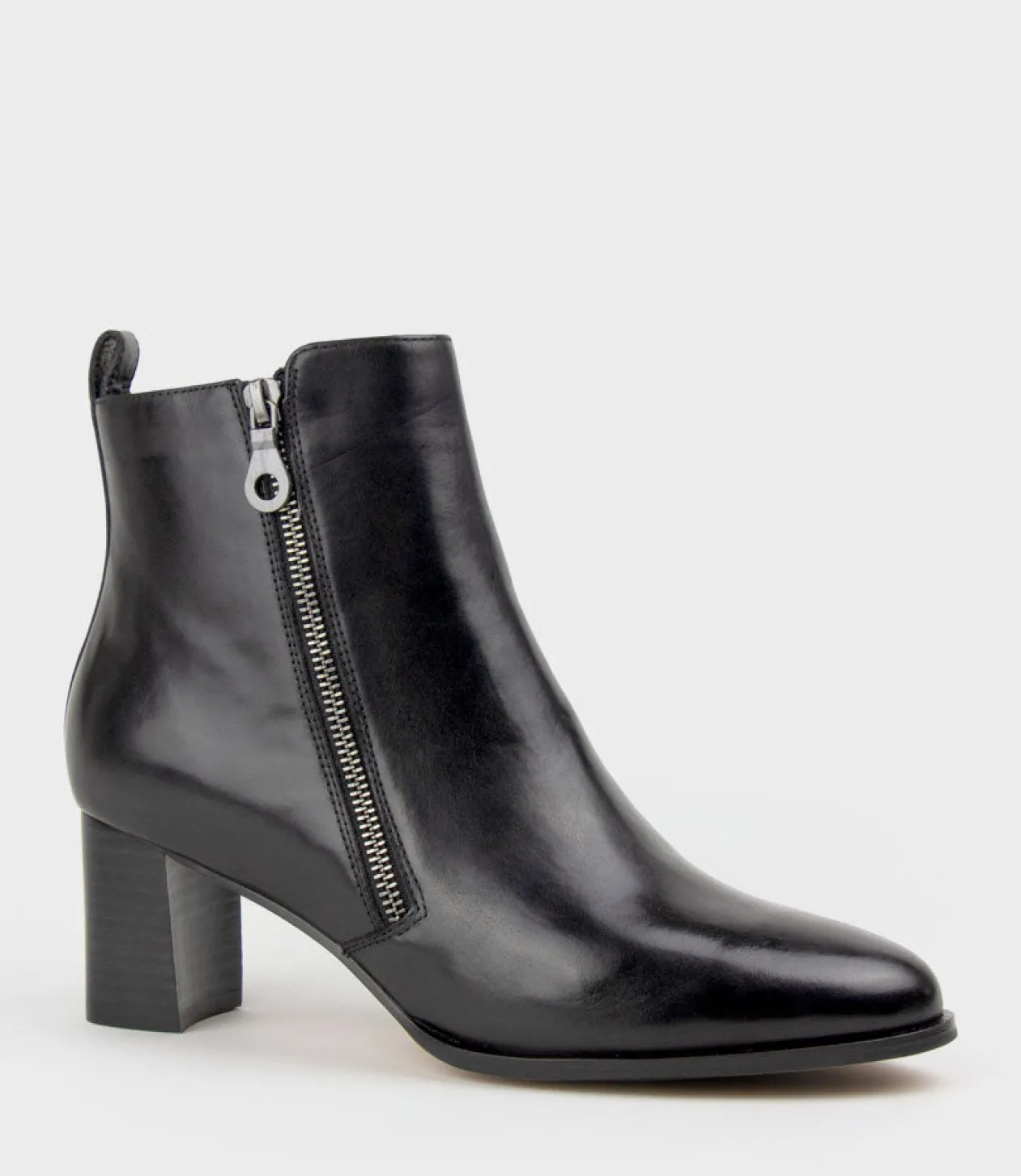 Zen60 Block Heel Two Zip Boot In Black