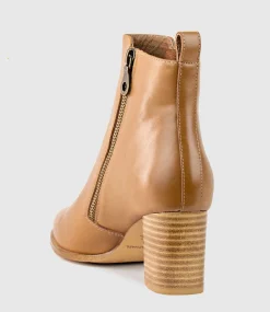 Zen60 Block Heel Two Zip Boot In Tan