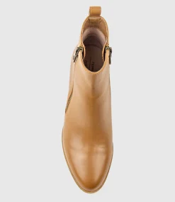 Zen60 Block Heel Two Zip Boot In Tan