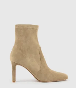 Zenas85 Square Toe Ankle Boot In Camel Suede