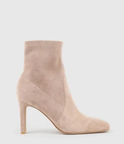 Zenas85 Square Toe Ankle Boot In Nude Suede