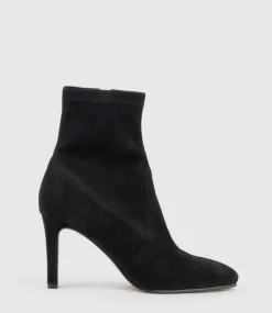 Zenas85 Square Toe Ankle Boot In Black Suede