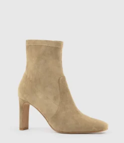 Zenas85 Square Toe Ankle Boot In Camel Suede