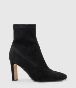 Zenas85 Square Toe Ankle Boot In Black Suede