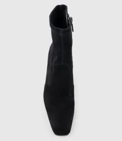 Zenas85 Square Toe Ankle Boot In Black Suede