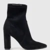 Zenya100 Block Heel Sock Boot In Black Suede