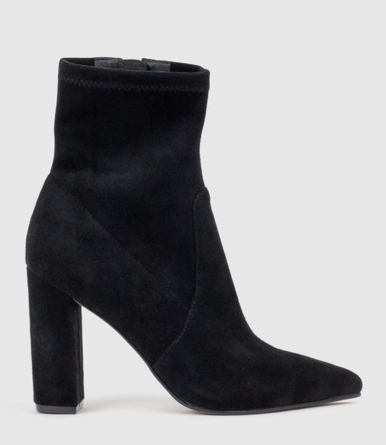 Zenya100 Block Heel Sock Boot In Black Suede