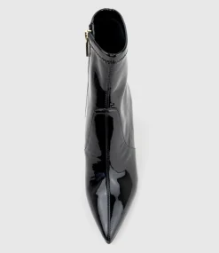 Zenya100 Block Heel Sock Boot In Black Patent
