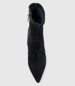 Zenya100 Block Heel Sock Boot In Black Suede