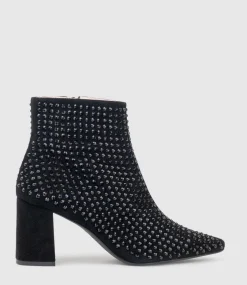 Zephyr75 Ankle Boot With Crystals In Black Suede