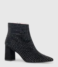 Zephyr75 Ankle Boot With Crystals In Black Suede