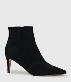 Zika75 Pointed Ankle Boot In Black Suede