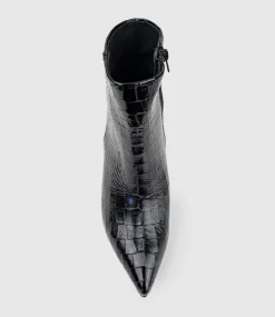 Zim70 Pointed Ankle Boot In Black Croc