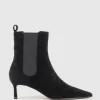 Ziria55 Pointed Boot With Gusset In Black Suede