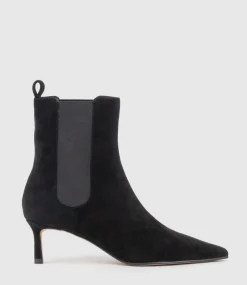 Ziria55 Pointed Boot With Gusset In Black Suede