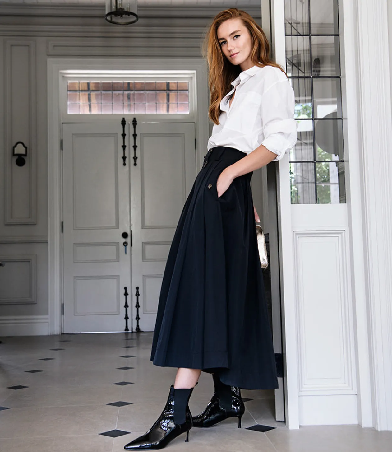 Ziria55 Pointed Boot With Gusset In Black Patent