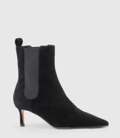 Ziria55 Pointed Boot With Gusset In Black Suede