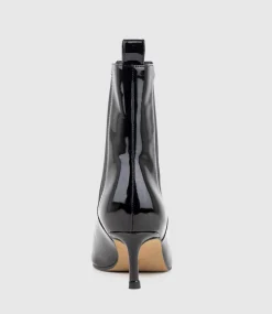 Ziria55 Pointed Boot With Gusset In Black Patent