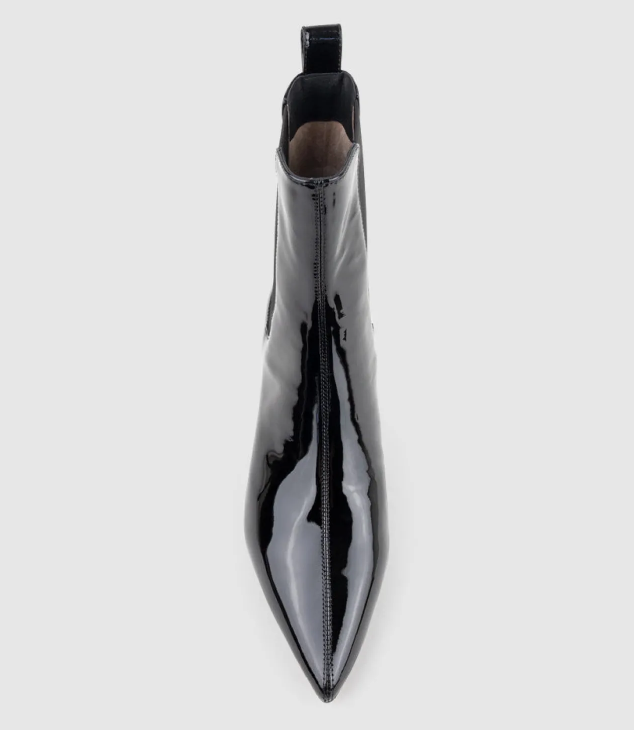 Ziria55 Pointed Boot With Gusset In Black Patent