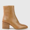 Ziya75 Block Heel Ankle Boot In Tan