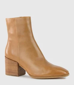 Ziya75 Block Heel Ankle Boot In Tan