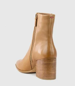 Ziya75 Block Heel Ankle Boot In Tan