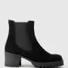 Zola Lug Sole Ankle Boot In Black Suede