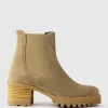 Zola Lug Sole Ankle Boot In Camel Suede