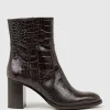 Zoli 75Mm Heel Ankle Boot In Brown Croc