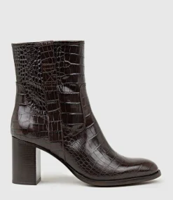 Zoli 75Mm Heel Ankle Boot In Brown Croc