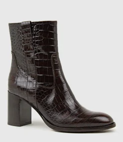 Zoli 75Mm Heel Ankle Boot In Brown Croc